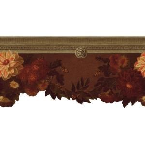 The Wallpaper Company 10.25 in. x 15 ft. Brown Die Cut Floral Border DISCONTINUED WC1280155