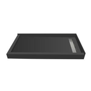 Redi Trench 34 in. x 48 in. Double Threshold Shower Pan in Black RT3448RDL PVC TBN