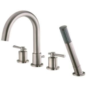 Belle Foret Modern Lever 2 Handle Roman Tub Faucet with Handheld Showerhead in Brushed Nickel Finish FR2D4101BNV