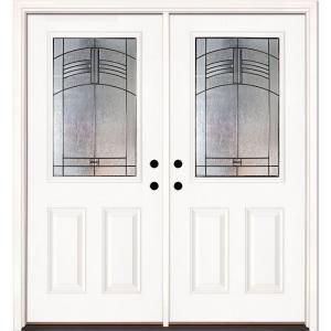 Feather River Doors Rochester Patina Half Lite Primed Smooth Fiberglass Double Entry Door 873170 400