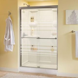 Delta Panache 47 3/8 in. x 70 in. Sliding Bypass Shower Door in Brushed Nickel with Frameless Transition Glass 159030