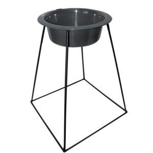 Platinum Pets 2 Cup Wrought Iron Pyramid Single Feeder with an Extra Wide Rimmed Bowl in Chrome PSDS16BCH
