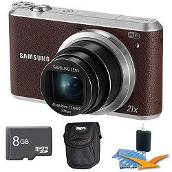 Samsung WB350 16.3MP 21x Opt Zoom Smart Camera Brown 8GB Kit