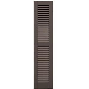 Winworks Wood Composite 12 in. x 55 in. Louvered Shutters Pair #641 Walnut 41255641