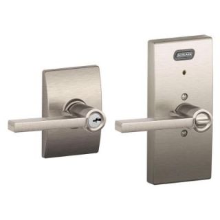 Schlage Century Collection Latitude Satin Nickel Keyed Entry Lever with Built In Alarm FE51 LAT 619 CEN