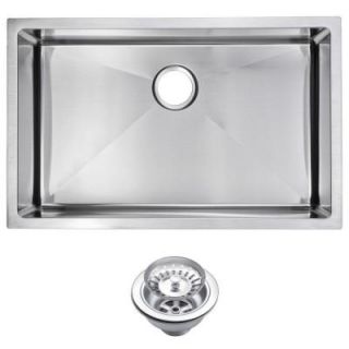 Water Creation Undermount Small Radius Stainless Steel 30x19x10 0 Hole Single Bowl Kitchen Sink with Strainer in Satin Finish SSS US 3019B