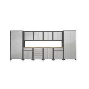 NewAge Products Pro Diamond Plate Series 184 in. W x 82.5 in. H x 24 in. D Freestanding Metal Cabinetry Set in Silver (12 Piece) 31824