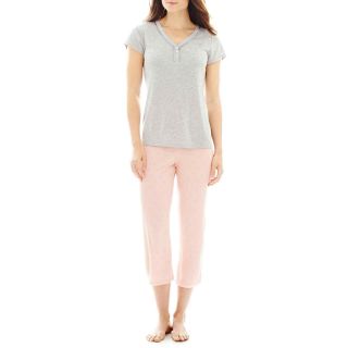 LIZ CLAIBORNE Short Sleeve Shirt and Capri Pajama Set   Plus, Gryhtrdt, Womens