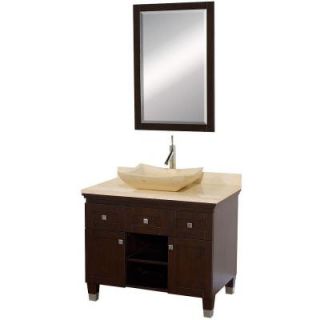 Wyndham Collection Premiere 36 in. Vanity in Espresso with Marble Vanity Top in Ivory with Ivory Marble Sink and Mirror WCV500036ESIVGS2