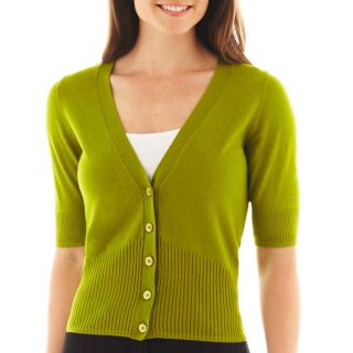 Worthington Elbow Sleeve Cardigan Sweater, Fresh Lime, Womens