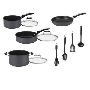 Cuisinart 11 Piece Hard Anodized Non Stick Cookware Set with 4 Gadgets HW62 11OS