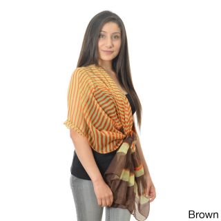 La77 La77 Womens Striped 74 inch Extra Long Scarf Brown Size One Size Fits Most