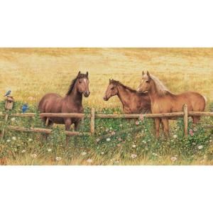 Brewster 60 in. x 108 in. Horse at Fence Wall Mural 259 72007