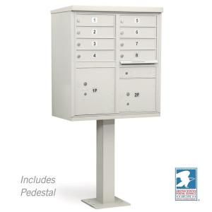 Salsbury Industries Gray USPS Access Cluster Box Unit with 8 A Size Doors and Pedestal 3308GRY U