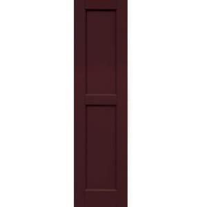 Winworks Wood Composite 12 in. x 47 in. Contemporary Flat Panel Shutters Pair #657 Polished Mahogany 61247657