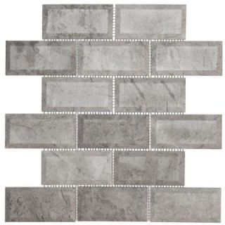 Jeffrey Court Tundra Grey 2x4 Beveled 12 in. x 12 in. x 10 mm Marble Mosaic Wall Tile 99652