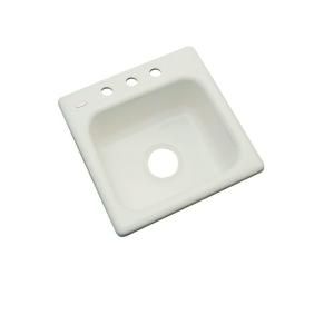 Thermocast Manchester Drop in Acrylic 16x16x7 in. 3 Hole Single Bowl Entertainment Sink in Tender Gray 17381
