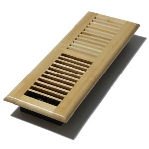 Decor Grates 4 in. x 14 in. Wood Natural Bamboo Louvered Design Floor Register WLBA414 N