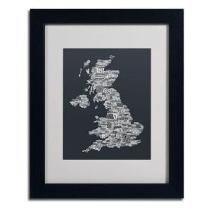 Trademark Fine Art 11 in. x 14 in. UK Cities Text Map 4 Matted Framed Art MT0252 B1114MF