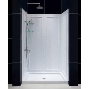 DreamLine QWALL 5 36 in. x 48 in. x 76 3/4 in. Standard Fit Shower Kit in White with Shower Base and Back Wall DL 6193C 01