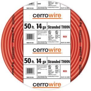 Cerrowire 50 ft. 14/1 Solid THHN Wire   Red 112 1403BR