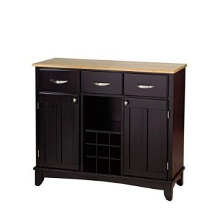 Home Styles Three Drawer 41.75 in. W Black Buffet with Wood Top 5100 0041