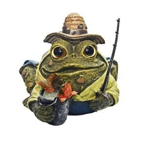 Toad Hollow 8.5 in. Fisherman Toad Garden Statue 94015