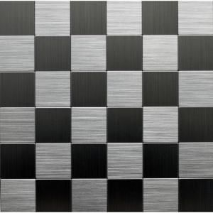 Instant Mosaic 12 in. x 12 in. Peel and Stick Brushed Stainless Metal Wall Tile EKB 03 104