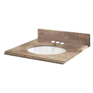Pegasus 25 in. x 19 in. Granite Vanity Top with White Bowl and 4 in. Faucet Spread in Beige 25198