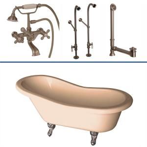 Barclay Products 5 ft. Acrylic Slipper Tub Kit in Bisque with Brushed Nickel Accessories TKADTS60 BBN2
