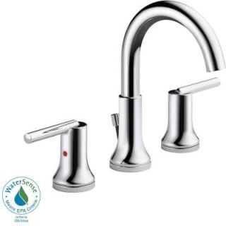 Delta Trinsic 8 in. Widespread 2 Handle High Arc Bathroom Faucet in Chrome with Metal Pop Up 3559 MPU DST