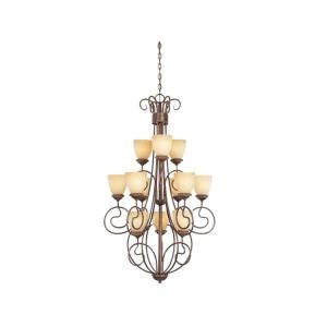 Designers Fountain Foster Collection 12 Light Hanging Aged Umber Bronze Chandelier HC0951