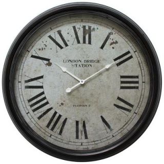 Yosemite Home Decor 25 in. Circular Iron Wall Clock in Distressed Black Frame CLKA9B363ND