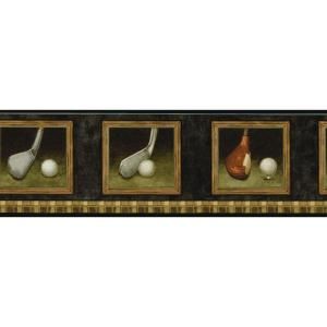 The Wallpaper Company 8 in. x 10 in. Black and Brown Golf Border Sample WC1283175S