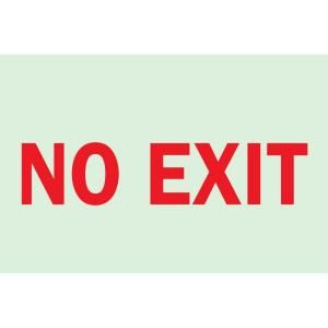 Brady 7 in. x 10 in. Glow in the Dark Self Stick Polyester No Exit Sign 73542