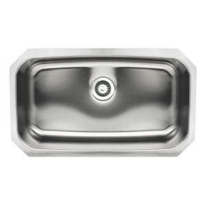 Whitehaus Undermount Stainless Steel 29 1/2x17 1/2x81 5/8 0 Hole Single Bowl Kitchen Sink in Brushed Stainless Steel WHNU2917 BSS