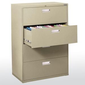Sandusky 600 Series 42 in. W 4 Drawer Lateral File Cabinet in Putty LF6A424 07