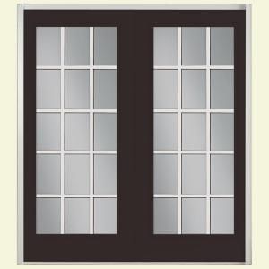 Masonite 72 in. x 80 in. Willow Wood Prehung Left Hand Inswing 15 Lite Steel Patio Door with No Brickmold 40697