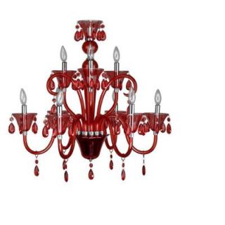 Roxy Lighting Euphoria 9 Light Polished Chrome Chandelier with Red Lucite Jewel Light Drops DISCONTINUED 299190/9RD