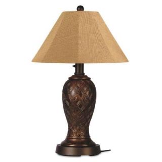 Patio Living Concepts Monterey 34 in. Outdoor Bronze Table Lamp with Straw Linen Shade 26937