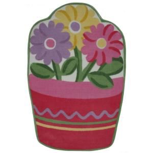 LA Rug Inc. Fun Time Shape Flower Pot Multi Colored 39 in. x 58 in. Area Rug FTS 135 3958