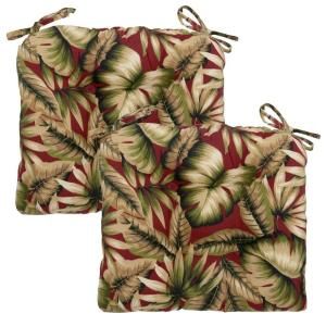 Hampton Bay Chili Leaves Tufted Outdoor Seat Pad (2 Pack) 7200 02256000