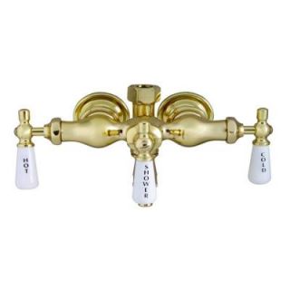 Pegasus 3 Handle Claw Foot Tub Diverter Faucet with Old Style Spigot and Lever Handles for Acrylic Tub in Polished Brass 4073 PL PB