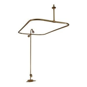 Barclay Products Plastic Lever 2 Handle Claw Foot Tub Faucet with Riser, Showerhead and 54 in. Rectangular Shower Unit in Polished Brass 4198 54 PB