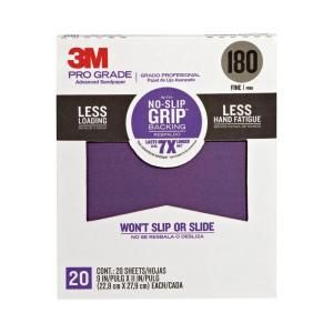 3M 9 in. x 11 in. Pro Grade 180 Grit Fine No Slip Grip Advanced Sandpaper (20 pack) 26180CP P G
