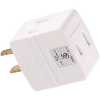 GE 3 Outlet Polarized Adapter Plug   White 58562