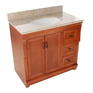 Foremost Naples 37 in. W x 22 in. H Vanity with Right Drawers in Warm Cinnamon with Granite Vanity Top in Beige NACABGR3722