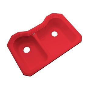 Thermocast Breckenridge Undermount Acrylic 33x22x9 in. 0 Hole Double Bowl Kitchen Sink in Red 46064 UM
