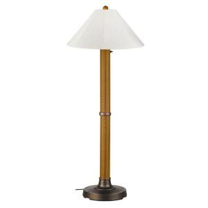 Patio Living Concepts Bahama Weave 60 in. Mocha Cream Floor Lamp with Natural Linen Shade 25164