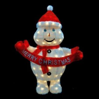 42 in. H Pre Lit Clear Mini Light Merry Christmas Snowman 56667075X